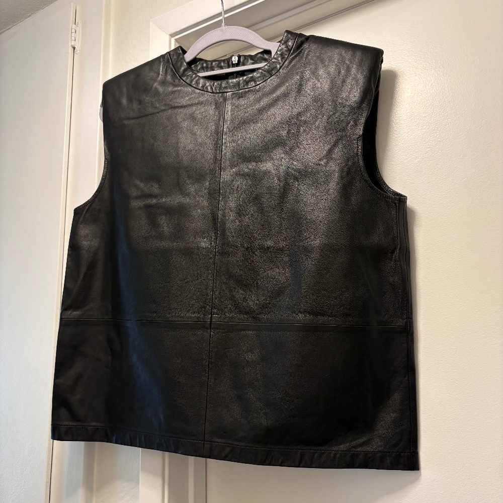 All Saints 100% lamb leather sleeveless shirt - size 2